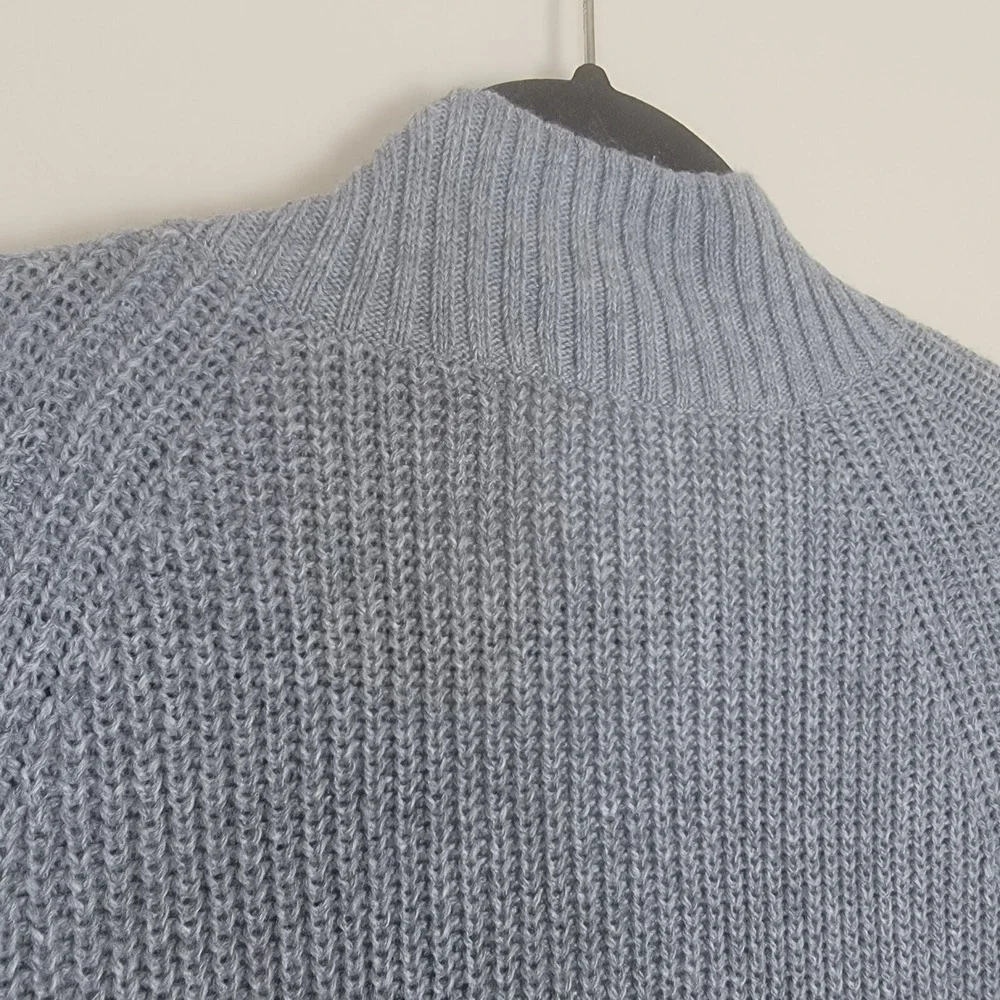 BP Deep V-Neck Ribbed Knit Tunic Sweater Womens XS Grey Long‎ Sleeve Pullover